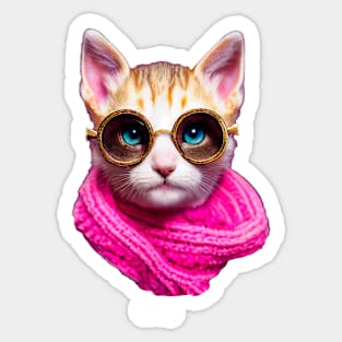 Cat with scarf and glasses Sticker